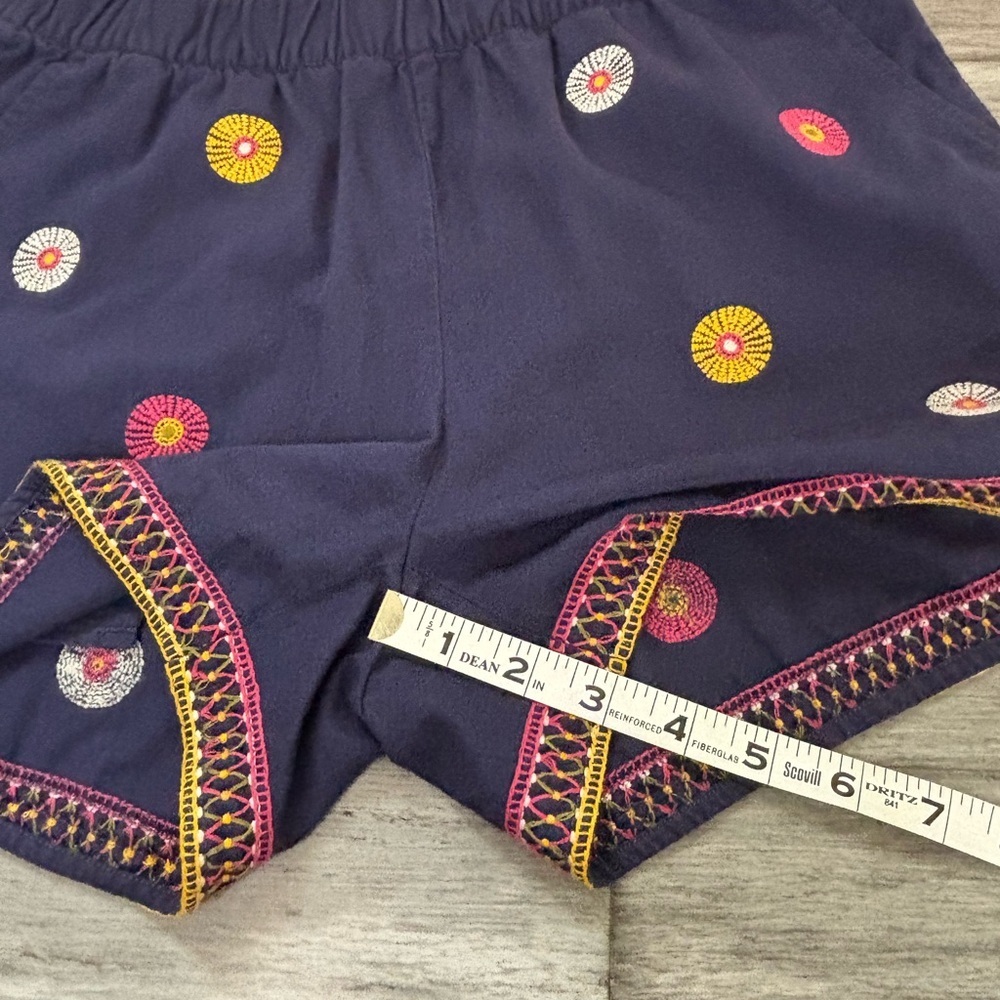Madewell Navy Blue Embroidered Pull-On Shorts Circle Print Geometric Trim Boho - Picture 10 of 10